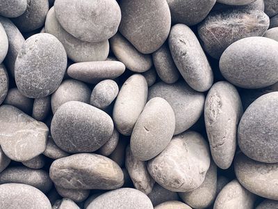 Zen garden elements with smooth grey stones